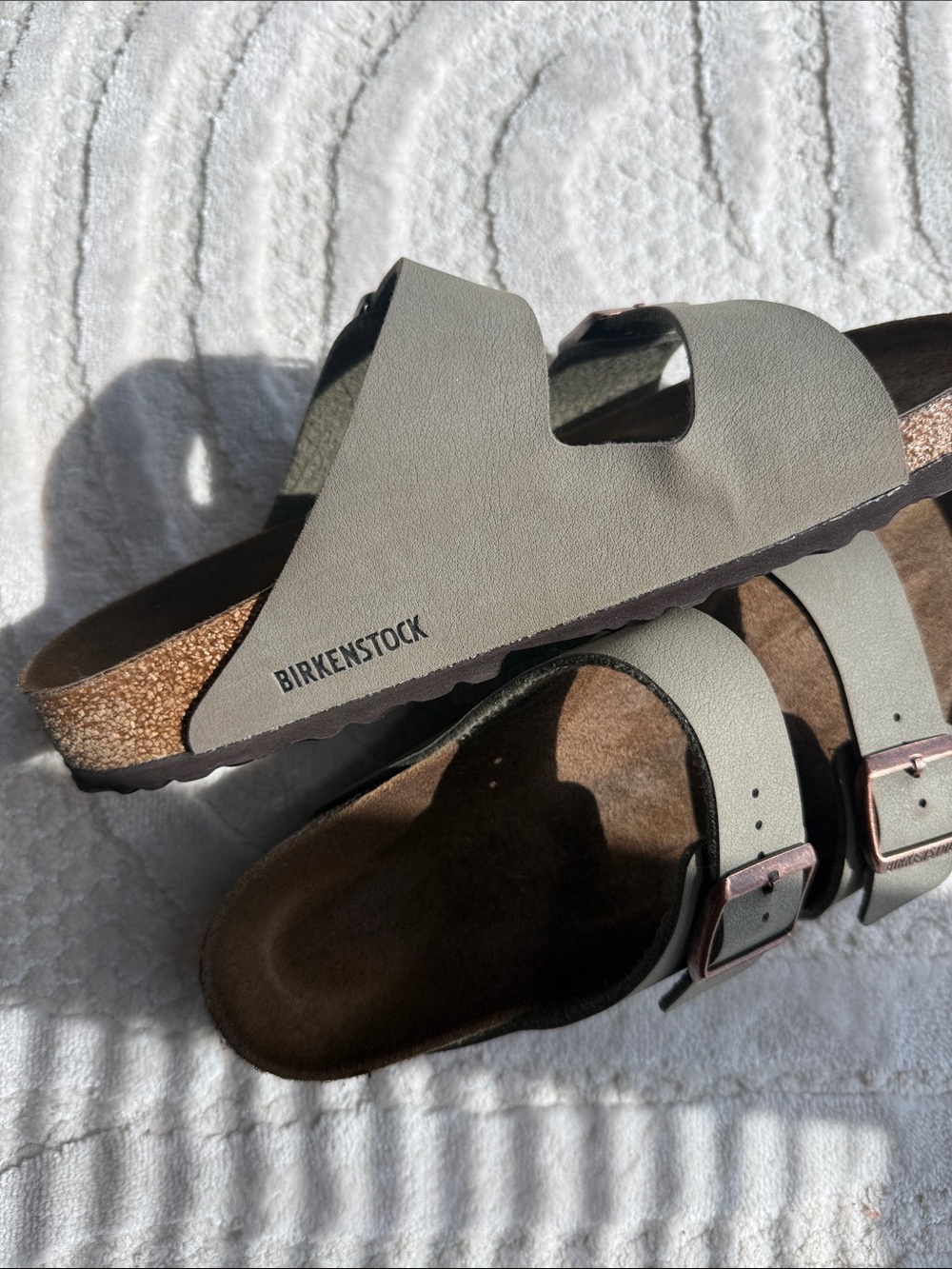 Birkenstock Arizona Two-Strap Sandals in green with Brown Footbed - Picture 3 of 7